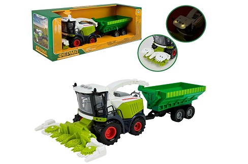 Комбайн із причепом батар. арт.AP9924 (36шт/2),світло,звук,у короб.40*13*14,5см