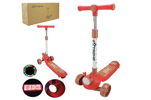 Самокат дитячий 3-х коліс арт. SC818_Red  (1шт)  ЧЕРВОНИЙ,3 колеса, PU світло, заднє пластик,світло