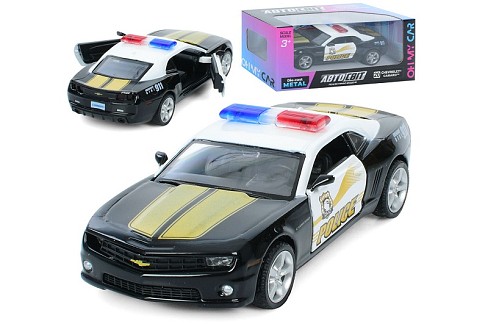 Машина AS-3127 (48шт) АвтоСвіт, Chevrolet Camaro,метал, інерц, поліція, 12см, відчиняются двері, гум