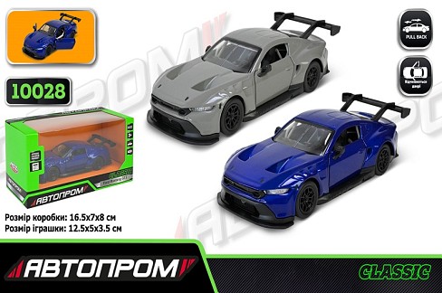 Машина мет. АВТОПРОМ  арт. 10028 (48шт/2) 5 inch Ford Mustang GT3?2024?,відкр.двері, 2 вида у коробц