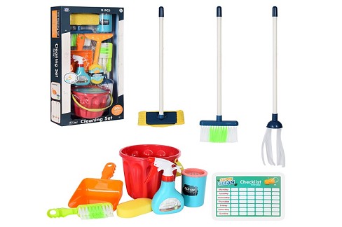 Набір для прибирання XS-19111 (12шт) відро, щітки, совок, швабра, пульверизатор, в кор-ці, 30,5-63-1