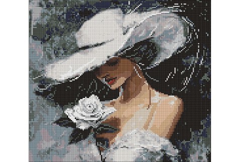 Набір з алмазною мозаїкою Біла троянда" 40х40см AMO8329"