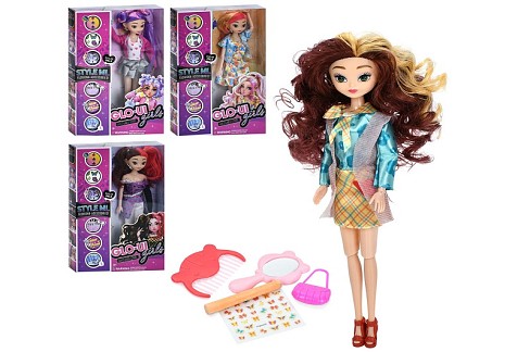 Лялька DXF2693-94-95-96 (48шт) 28см, шарнірна, сумка, крейда, дзеркало, гребінець, 4 види, в кор-ці,