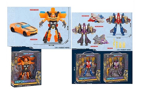 Трансформер 8816-53-55 (24шт) робот 18см+транспорт, 2 види (машина, літак-2 кольори), в кор-ці, 24,5
