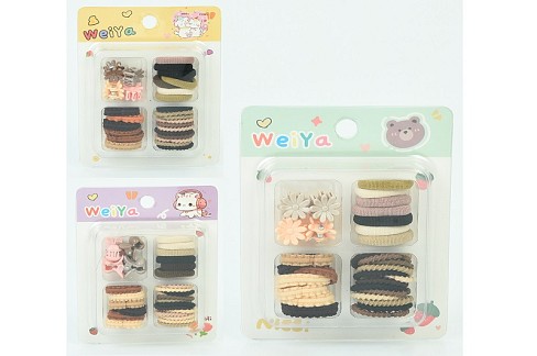 Аксесуар для волосся YG0156 Уп12шт(480шт)набір резинок та заколок, мікс вид, на листі, 9-11,5-2,5см,