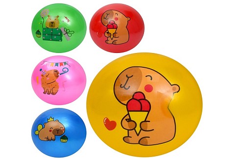 М'яч дитячий MS 4906 (120шт) 9 дюймів, 60г, капібара, мікс видів/5 кольорів,УПАК10шт