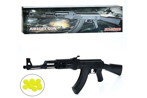 Автомат 1093E (12шт) 87см, пластикові кулі, лазер, бат(табл), в кор-ці, 72,5-23-7,5см