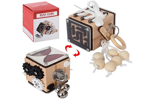 Дерев'яна іграшка Бізіборд MD 1706 (20шт) шестерні, шнурівка, пісочний годинник, лабіринт, кор.,9-12