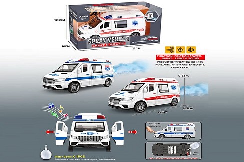 Машина POLICE, AMBULANCE арт.YM-9930B (84шт/2) батар.свiтло,звук,пар,короб.22*12,5*10см
