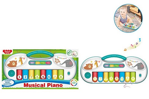 Піаніно арт. 852BS (36шт) батар., світло, звуки тварин, у короб. 24*6,6*23 см