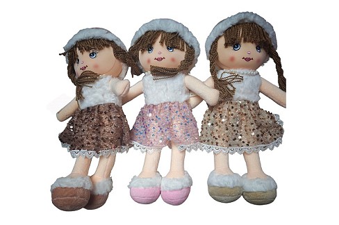 Лялька YG0482 (36шт) м'яконабивна, 39см, петелька, 3 кольори, у пакеті, 24-44,5-9см