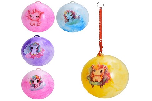 М'яч дитячий MS 4908 (120шт) 9 дюймів, 60г, ручка (пружина), принт-єдиноріг, мікс видів/4 кольориУПА