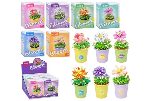 Конструктор 01045-50 УПАК 6 шт(72шт) квіти у горщику,від 176дет, в кор-ці,т(6 вид в диспл, 21-15-19с