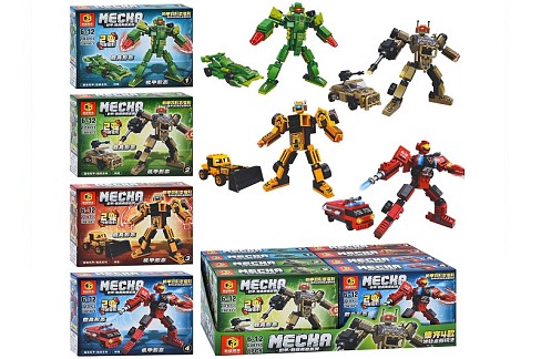 Конструктор CD8193 УПАК8шт(120шт) 2в1(робот, транспорт), від 107дет, в кор-ці(4види) в диспл, 38,5-1