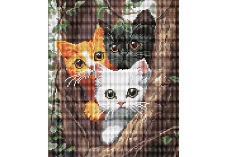 Набір з алмазною мозаїкою Котики на дереві" 30х40см AMO8299"