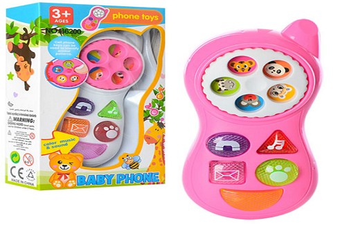 Телефон B6200 (120шт) 13см, муз, світло, 2 кольори, на бат-ці, в кор-ці, 9-16,5-4см