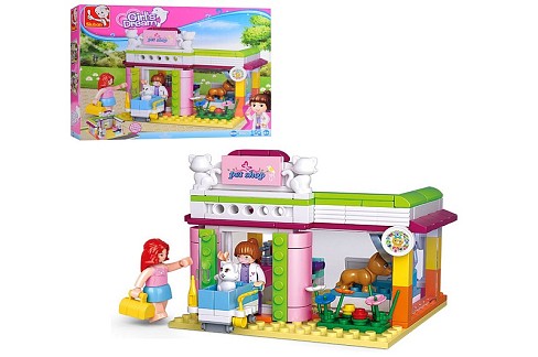 Конструктор SLUBAN M38-B0602 (32шт) Рожева мрія,зоомагазин,фігурки,тварини,195дет,кор,29-24-5см