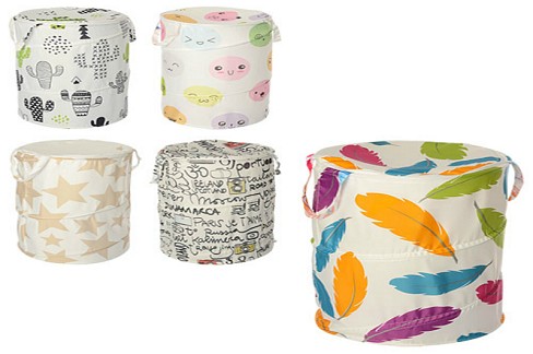 Кошик для іграшок M 3731 (50шт) діам.40см, висота 52см, кришка, 2 ручки, мікс видів, у пакеті, 43-43