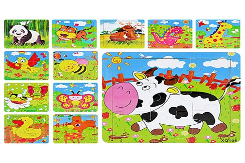 Дерев'яна іграшка Пазли MD 0407 (300шт) 12 видів, 14,5-14,5 см