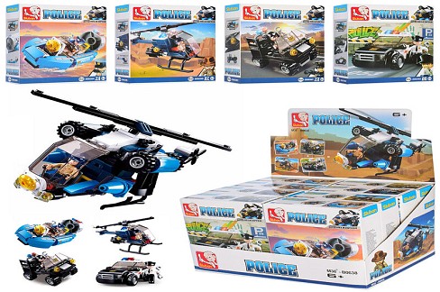 Конструктор SLUBAN M38-B0638 (96шт) поліція, трансп,фігурка,от73дет,8шт(4в) в дисплеї,28,5-18,5-17см