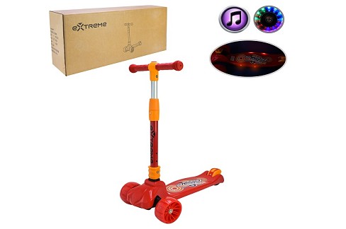 Самокат дитячий 3-х коліс арт. SC814_Red  (1шт)  ЧЕРВОНИЙ,3 колеса,PU світло, заднє пластик,складний