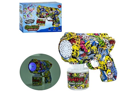 Мильні бульбашки 859 (36шт) пістолет/бластер, 16см, графіті, світло, запаска 7см, на бат-ці, в кор-ц