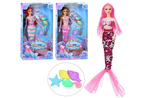 Лялька HS-386 (72шт) 30см, русалка, мушлі, мікс видів, в кор-ці, 18-37-5см