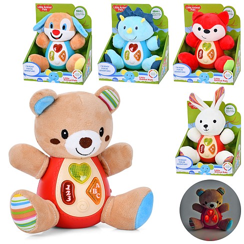 Гра 1913-3-4-5-7-8 (24шт) тварина, 17см, звук, музика, світло, плюш, 5 видів, на бат-ці, в кор-ці, 1