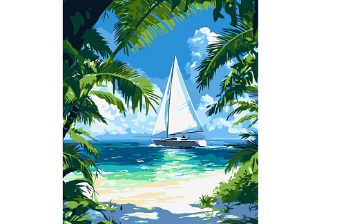 Картина по номерах Тропічне узбережжя" 40х50см  KHO6404"