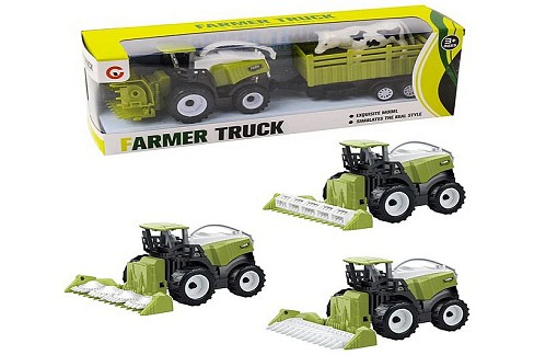 Комбайн арт 9975-2B-1 (240шт/2) з причепом, у комплекті 1 фігурка тварини, 3 вида мікс, короб. 26*6,