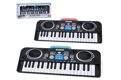Синтезатор R710 (12шт) 37 клавіш, 42-15-4,5см, музика, 2 режими, ручка, 2 кольори, на бат-ці, в кор-