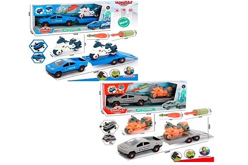 Конструктор 7654-B1A-B1B (24шт) на шурупах, машина з причепом, 53см, мотоцикл, викрутки, 2 види (1ви