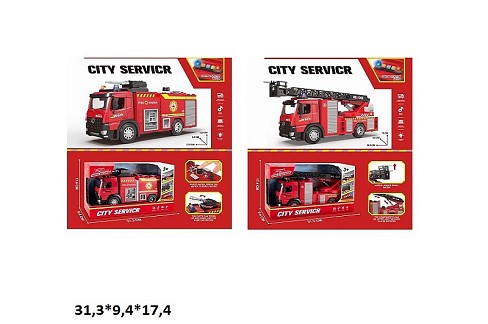 Пожежна машина MH-1981/MH-1980 інерц.муз.світ.бризкає водою кор.31,3*9,4*17,4 /36/