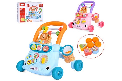 Каталка-ходунки 368-17 (16шт) 41-33-в39см, сортер,шестерні,годинник, баскетбольне кільце, піаніно-му