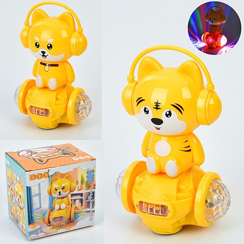 Музична іграшка SH656-4-6 (48шт) тварина, 22см, музика, світло-3D, їздить, 2види(собака, тигр), на б
