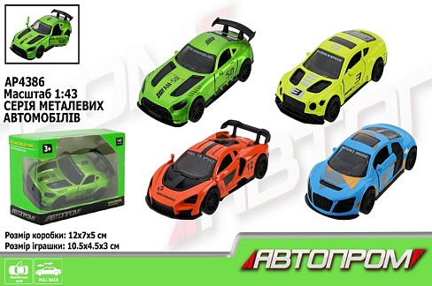 Машина мет. АВТОПРОМ  арт. AP4386 (96шт/2) 1:43,4 виду, відкр.двері, короб.12 * 7 * 5см