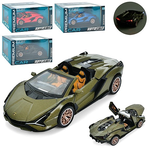 Машина AP-1804 (24шт) АвтоСвіт, 1:32, метал, інерц,15см,звук,світло,відчин.двері/капот,гумові колеса