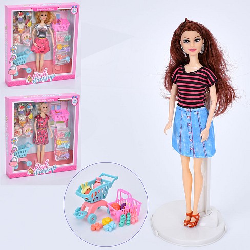 Лялька HZ9024B (60шт) 30см, шарнірні руки, возик, корзина, солодощі, взуття, заколки, мікс видів, в