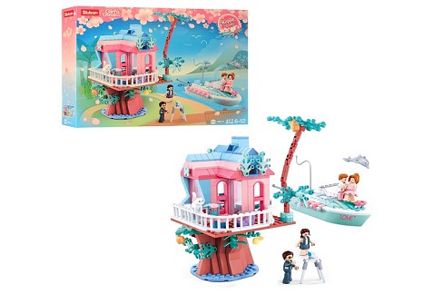 Конструктор SLUBAN M38-B0771 (12шт) дом, катер, фигурки, 417дет, в кор-ке, 42,5-33,5-7см