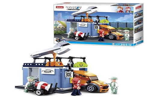 Конструктор SLUBAN M38-B0759C (16шт) СТО, транспорт, фігурки, 340дет, в кор-ці, 38-28,5-7см