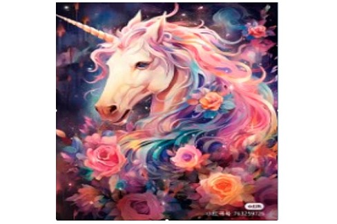 Набір для творчості YG0298 (120шт) алмазна мозаїка/діамантова мозаїка, 20-30см, єдиноріг, у слюді, 7