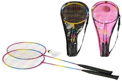 Бадмінтон залізний MS 0754-1 (50шт) ракетки 2шт, 64,58см,волан,веселка,2 кольори,чохол,67-21-3см