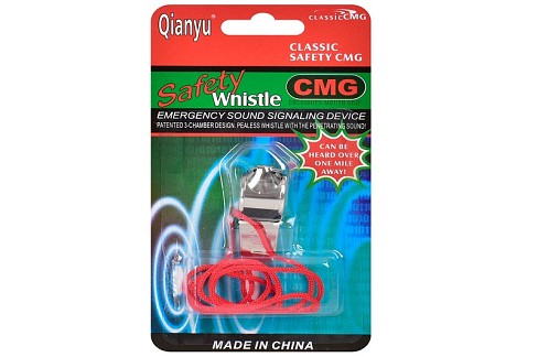 Свисток MS 0232 (200шт) метал, зі шнуром, на листі, 13-9см