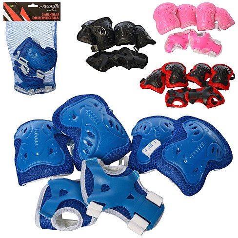 Захист MS 1459 (50шт) для колін, ліктів, зап'ясть,на липучці,4 кольори,сітка,19-31-7см