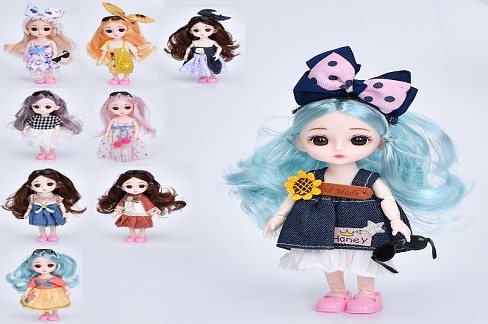 Лялька 00192-3-4-5-6-0 (120шт) 15см, шарнірна, окуляри, 9 видів, у пакеті, 14,5-21-4см