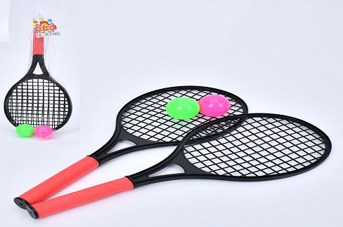 Ракетка MR 1401 (60шт) дитяча, 2шт, 50см, ручка EVA, м'яч 2шт, в сітці, 20-64-5см