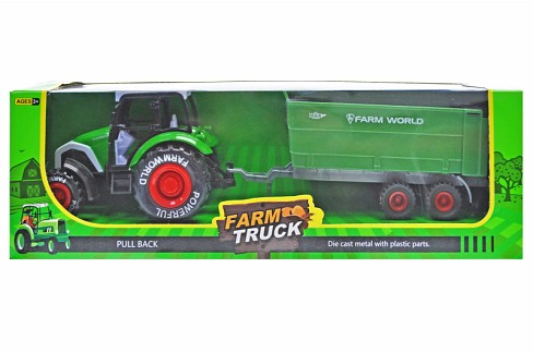 Трактор інерційний 955-41 металевий, з причіпом, в коробці р.36,5x9,5x11,5 см YG Toys