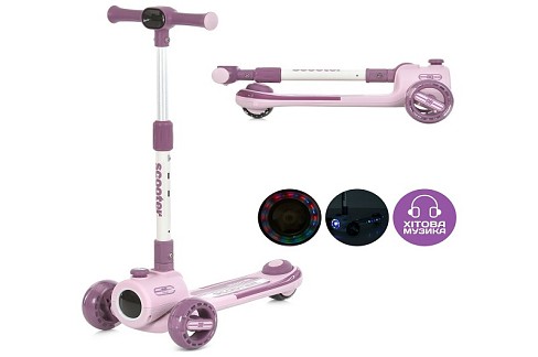 Самокат JR3-135-P (1шт) метал+пластик, 3 колеса ПУ, 2передніх 125мм світло, 1 заднє 90мм світло, кер