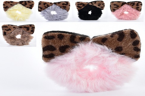 Аксесуар для волосся X14825 УПАК12шт(480шт) резинка, штучне хутро, вушка, 10см, 6 кольорів