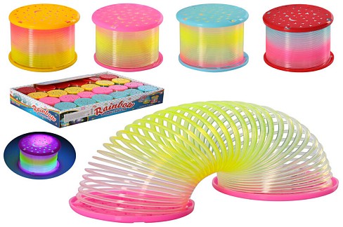 Пружинка D1219-T1УПАК24шт (432шт) 6см, свет, бат(табл), 24шт(4цвета) в дисплее, 30,5-6-22см